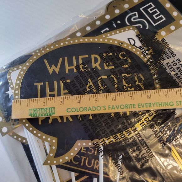 Hollywood VIP Party Photo Booth Props 12-Piece Set Black & Gold Decor Awards - Picture 12 of 13